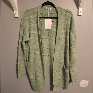 Miracle Sage Green Open Knit Cardigan